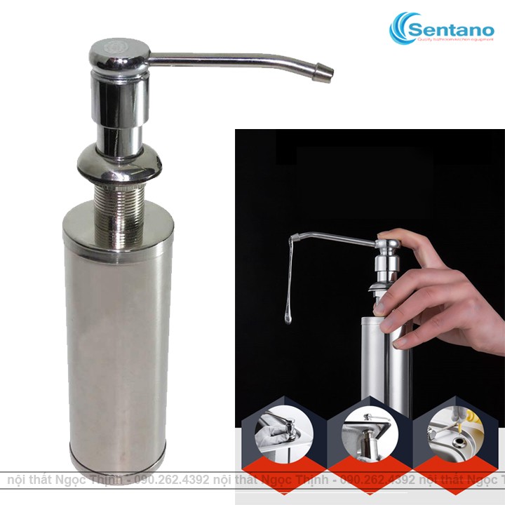 Bình xà bông 100% inox cần nhấn hơi đựng nước rửa chén | BigBuy360 - bigbuy360.vn