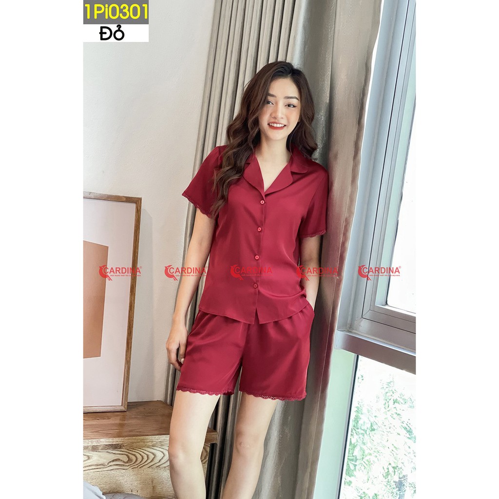 Bộ đồ pijama Nữ Cardina cộc tay chất lụa Satin Nhật