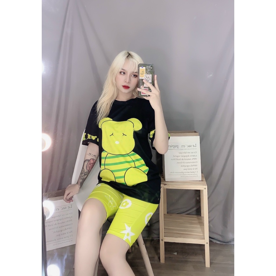 Sét Bộ Ngố In Hình Gấu Vàng Cực Cute TTKXA0248