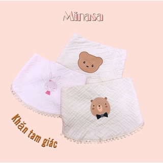 Khăn yếm tam giác cao cấp Vuông Tròn vải muslin, vải xô sợi tre bamboo đẹp an toàn cho bé yêu