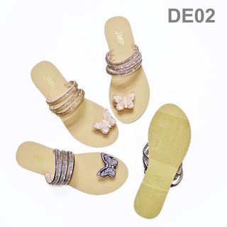 DÉP ĐẾ BỆT 1cm QUAI NGANG ĐÍNH ĐÁ HÌNH BƯỚM XINH XẮN - DE02