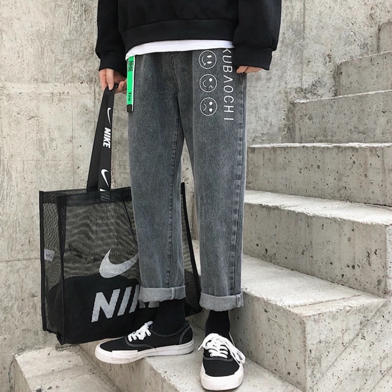 QUẦN BAGGY JEANS ỐNG RỘNG T-A-N DÁNG SUÔNG PHONG CÁCH HÀN QUỐC-QJI019-THỜI TRANG UNISEX-có size Nam Nữ ,màu xám và xanh