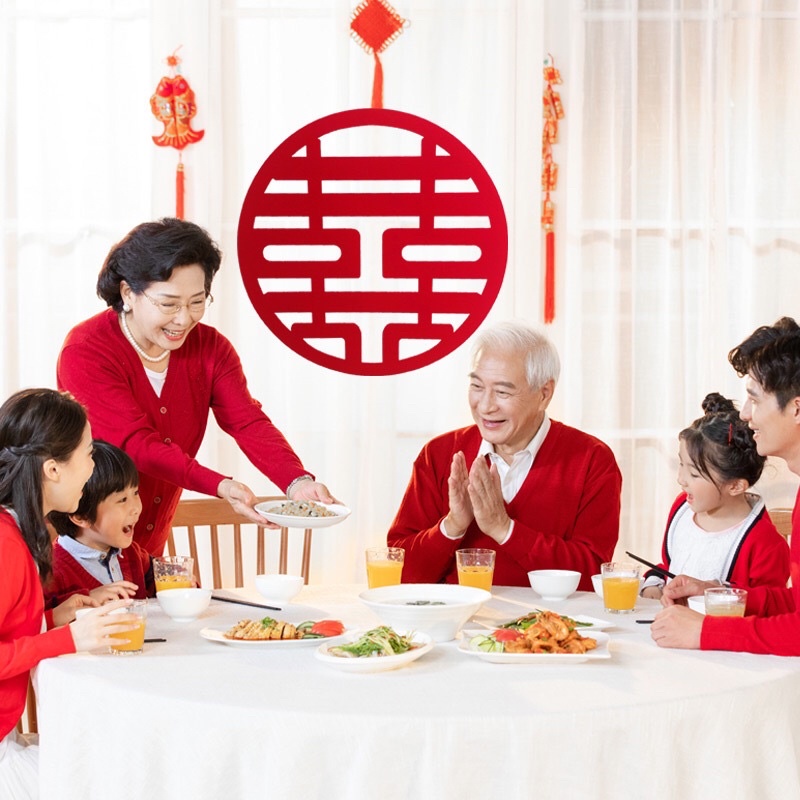 SONG HỶ DÁN TƯỜNG TRANG TRÍ ĐÁM CƯỚI CÓ SIZE TO