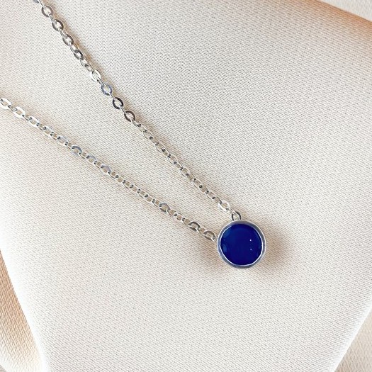 Dây chuyền nữ trang sức Bạc 925 SENYDA mặt hình tròn màu 6mm xỏ DC641