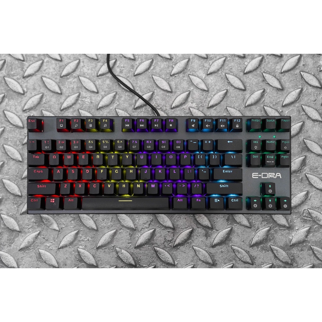 Bàn phím cơ⚡️𝐂𝐚𝐦 𝐤𝐞̂́𝐭 𝐜𝐡𝐢́𝐧𝐡 𝐡𝐚̃𝐧𝐠⚡️E-Dra EK3087 V2, hệ thống led rainbow nhiều chế độ đẹp, gõ êm tay, xài bền