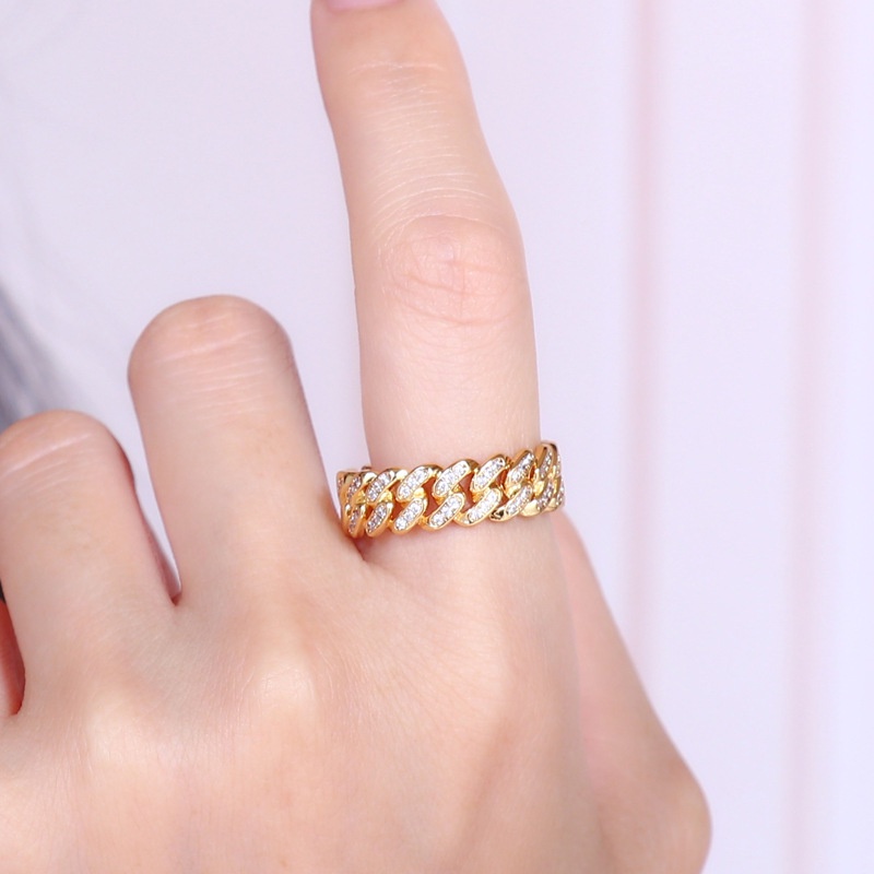 Nhẫn Đính Đá Zircon 7mm Phong Cách Hiphop Cho Nam Và Nữ