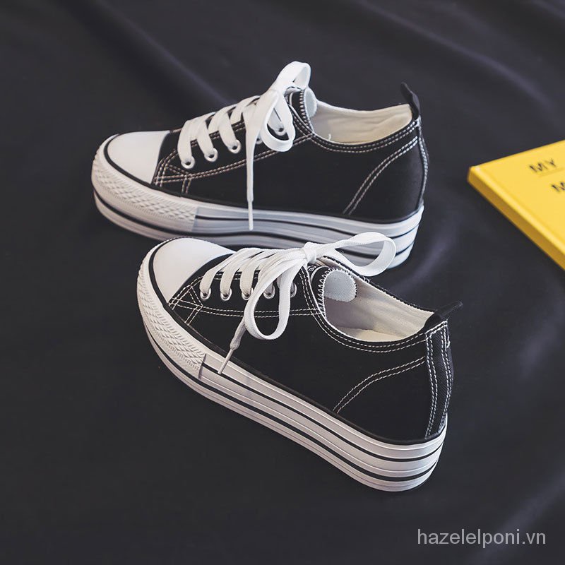 Giày Thể Thao Canvas Đế Xuồng Cao 10cm Thời Trang Thu Đông Cho Nữ 2022