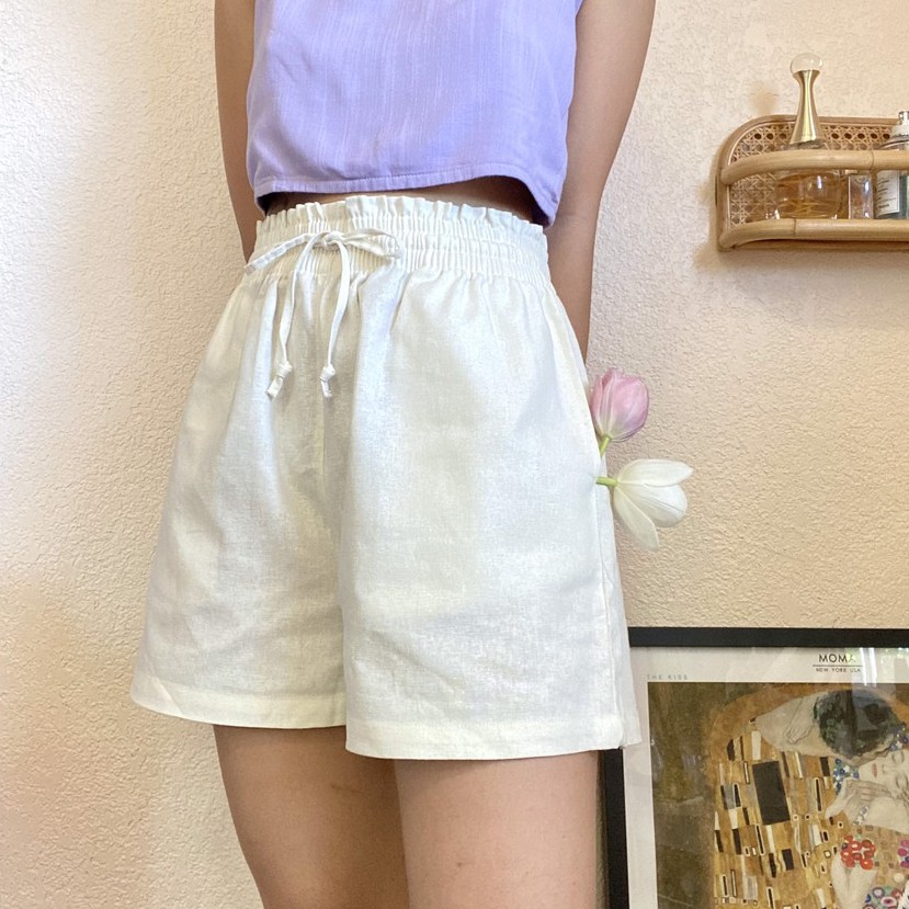 AMEGON Quần short linen lưng chun dây rút MINI YUKI SHORTS