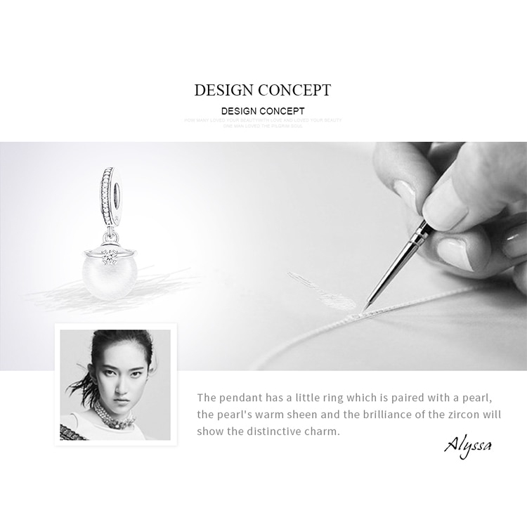 Mặt trang sức BAMOER SCC137 bằng bạc 925 trang trí ngọc trai và đá thanh lịch