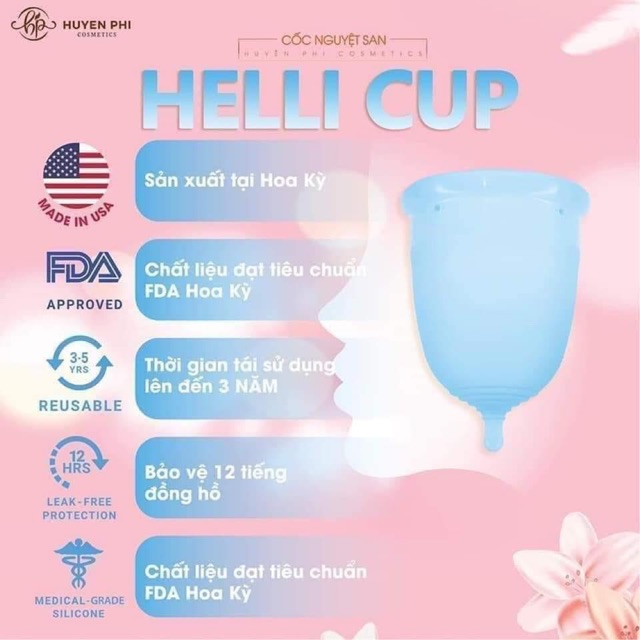 CỐC NGUYỆT SAN HELLI CUP HUYỀN PHI ( MADE IN USA )