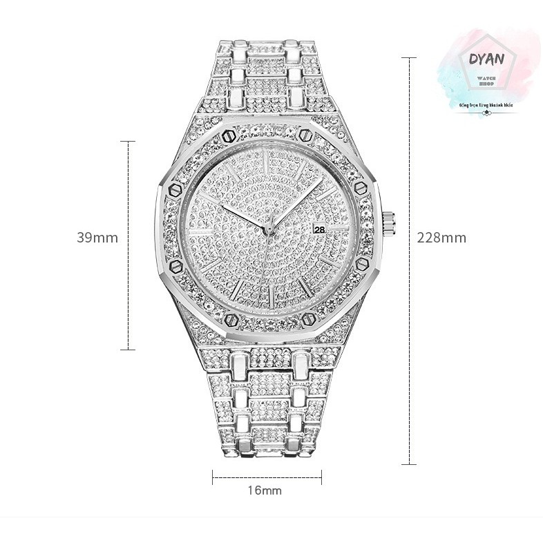 Đồng hồ đeo tay nữ nạm kim cương Gypsophila chống nước , kích thước mặt 39mm