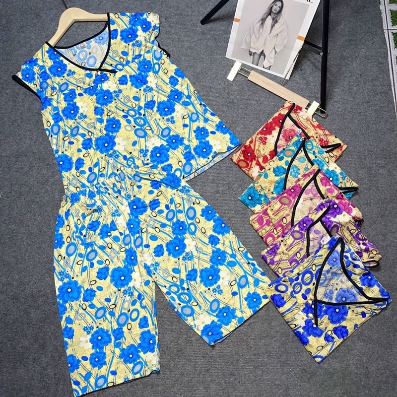 Bộ trung niên-vải thun lạnh in hoa phom 60kg