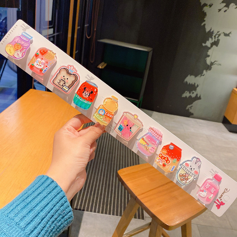 Set 10 Kẹp Tóc Hình Ly Nước Trái Cây Dễ Thương Cho Bé Gái