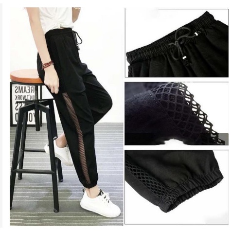 Quần Jogger Nữ Phối Lưới Hông Chất Sạn dáng thể thao năng động cá tính - CUTE_ZOO