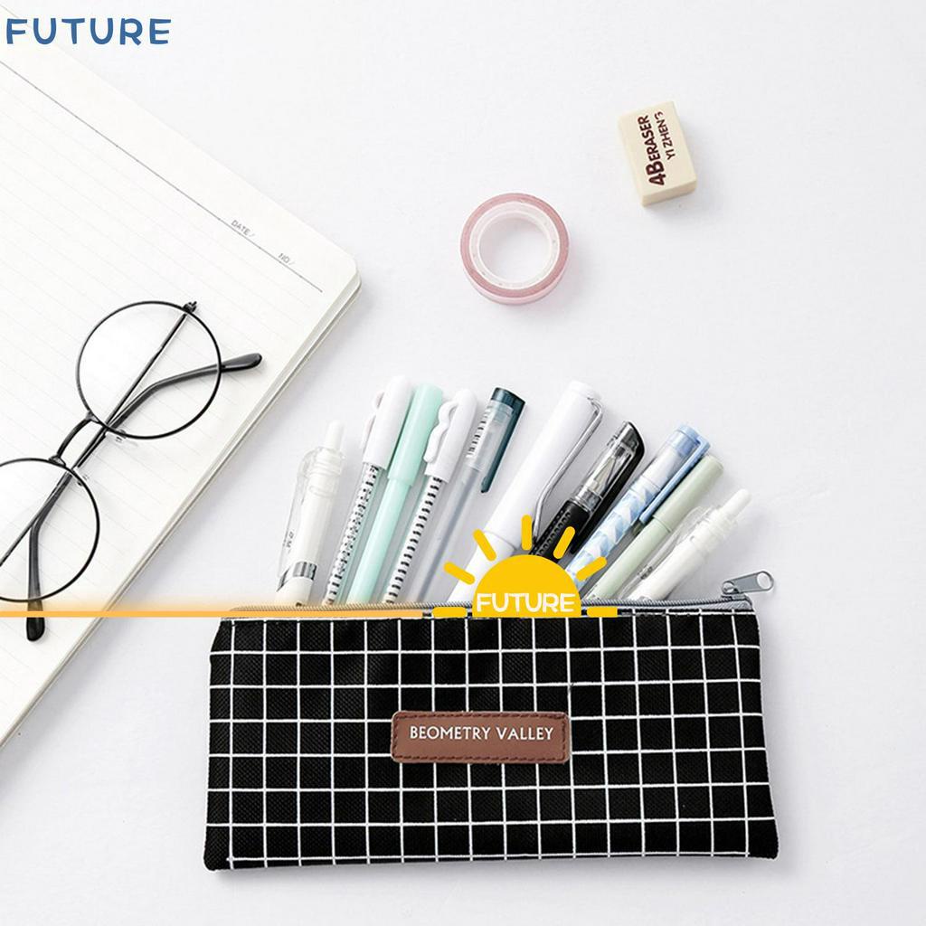 Túi Đựng Bút/ Đồ Trang Điểm Bằng Vải Canvas Di Động Tiện Dụng Mang Theo Du Lịch