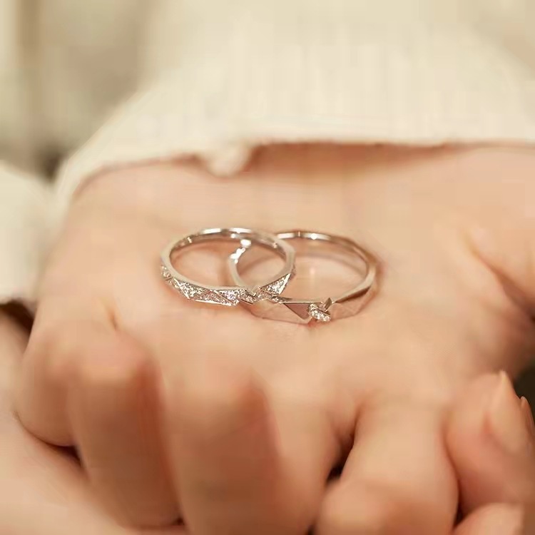 Nhẫn Đính Hôn Platinum Phong Cách Hàn Quốc Thời Trang Cho Nam Và Nữ