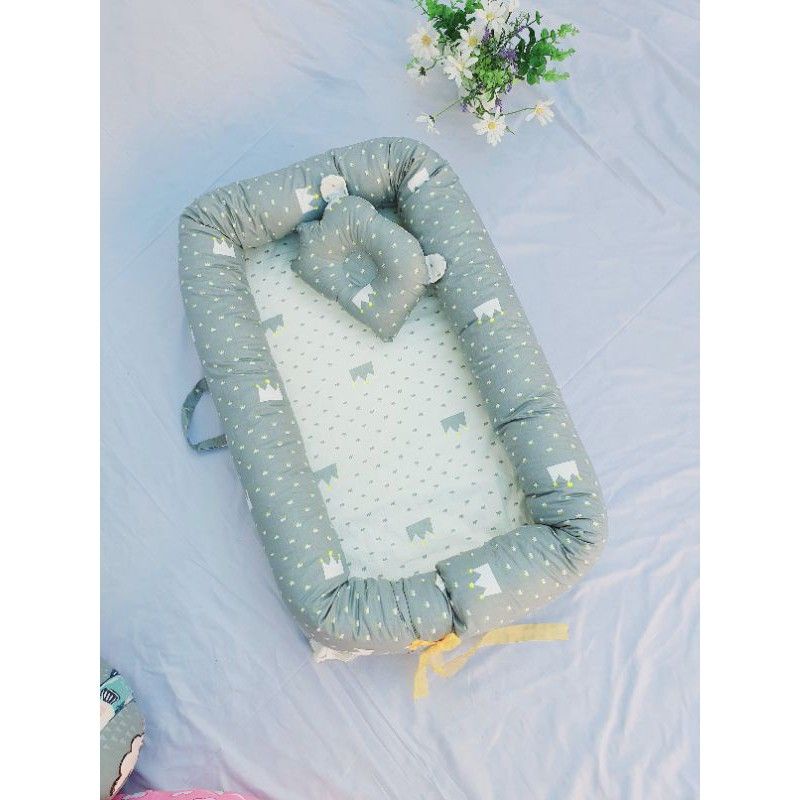 Bộ nôi, đệm nôi ngủ chung giường kèm gối cho bé 4 mùa