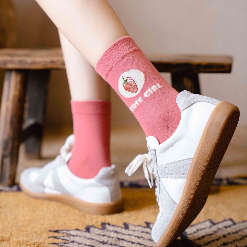 TL56 tất vớ nữ cổ cao DÂU màu hồng đỏ xinh