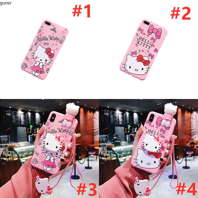 Ốp Lưng Mềm Hình Hello Kitty Có Dây Đeo Cho Samsung Galaxy Note 10 8 9 5 S10 Plus S9 S8 S7 S6