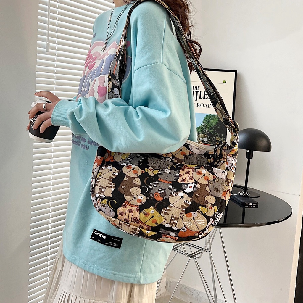 Túi Đeo Vai Bằng Vải Canvas Thời Trang Dành Cho Nữ