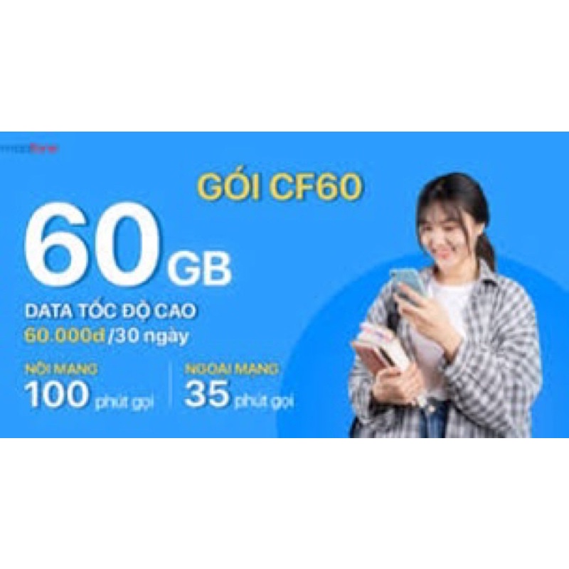 SIM MAX DATA THAGA Mobifone 1 Tháng Gia Hạn 60k Gói Mới CF60 AG60 ED60