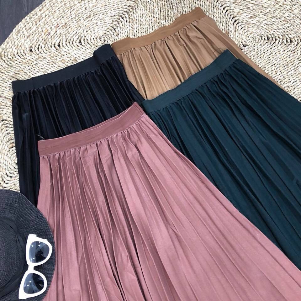 Chân váy maxi dập ly