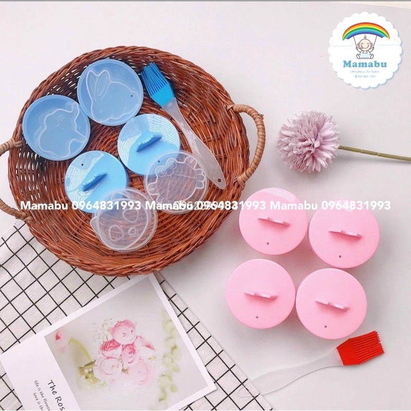 Bộ 4 Khuôn Hấp Làm Bánh Flan, Thạch Pudding, Hấp Trứng Cho Bé Ăn Dặm Mamabu