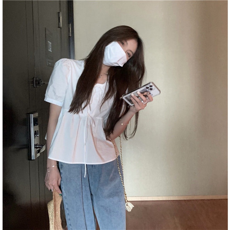 Áo kiểu COZOKC tay phồng thời trang Hàn Quốc ngọt ngào dễ phối đồ