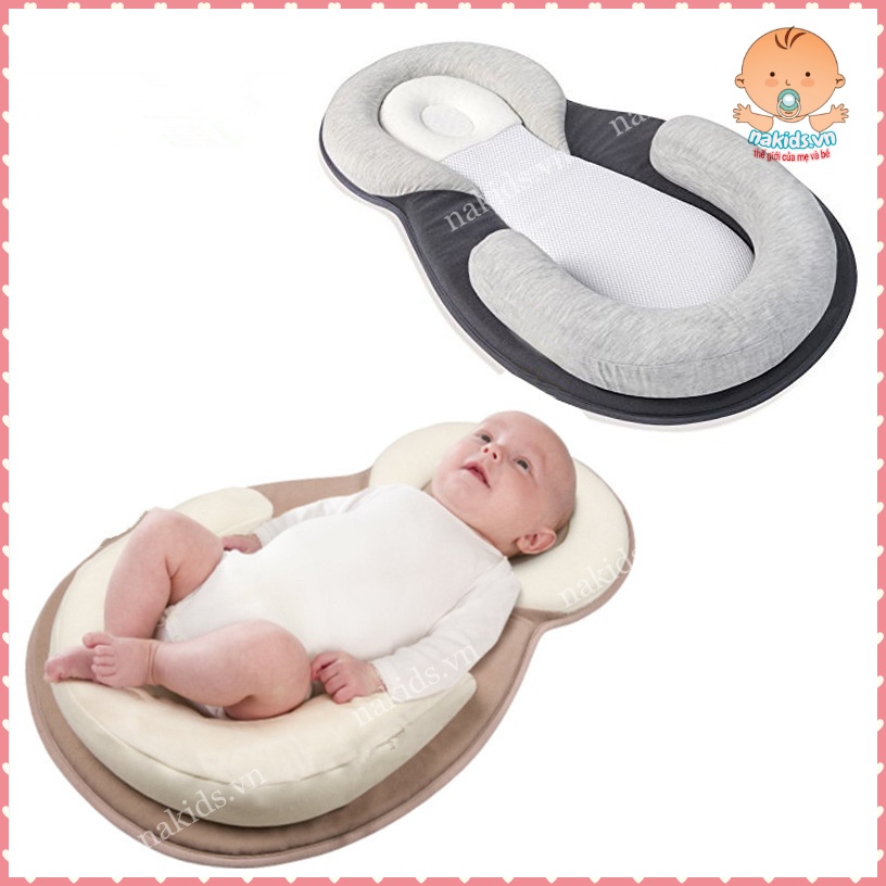 Đệm Ngủ Đúng Tư Thế Chống Trào Ngược, Giúp Bé Ngủ Ngoan - Gối Định Hình Chống Bẹt Đầu Cho Trẻ Sơ Sinh