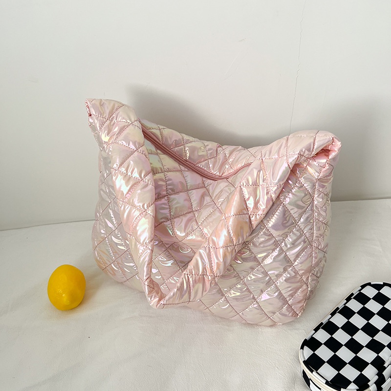 Túi Tote Đeo Chéo Sức Chứa Lớn Xếp Ly Đính Kim Cương Thời Trang Phong Cách Phương Tây