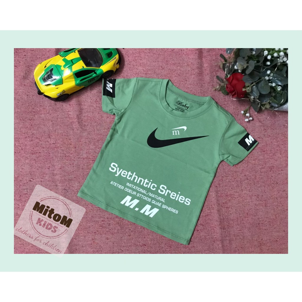 Áo cotton bé trai ♥️ FREESHIP ♥️ Chất thun cotton mềm mịn, họa tiết chữ M phong cách