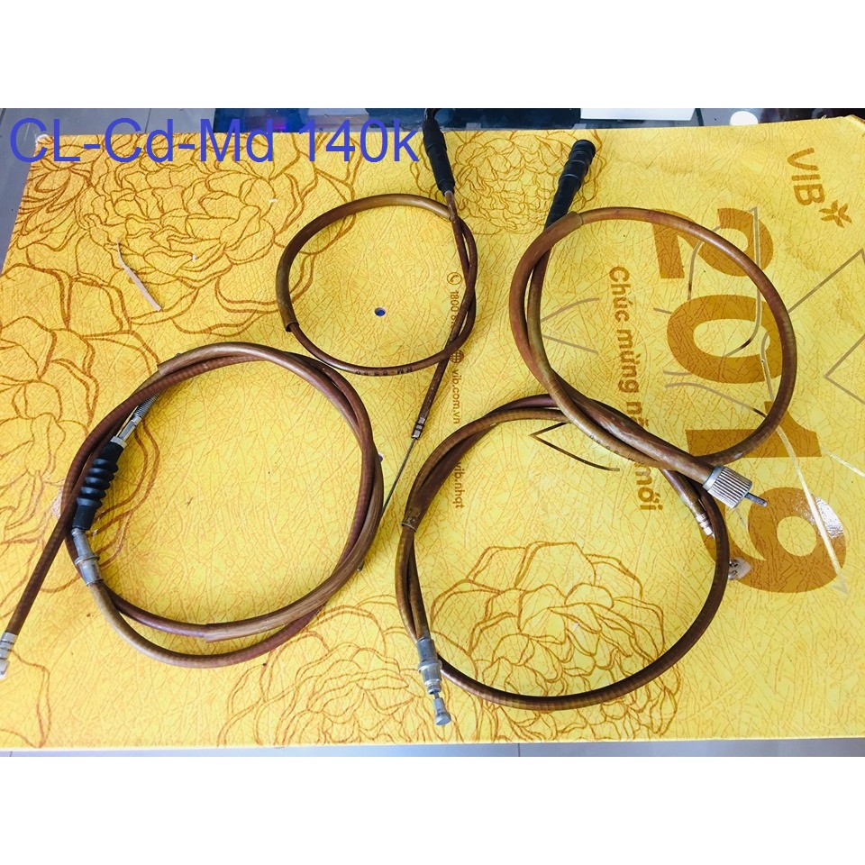 Dây côn + dây thắng + dây ga cuốn + dây km cho xe cd - màu ngã vàng cho xe Cd-CL-MD