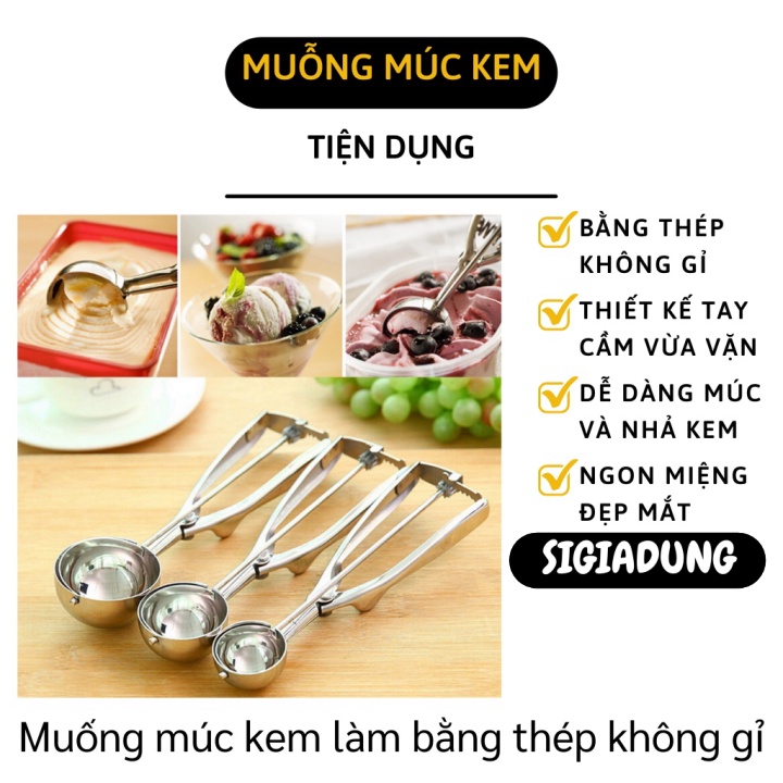 Muỗng múc thực phẩm XẢ TỒN Muỗng múc bằng inoxx không gỉ 5cm, dùng để tạo hình thịt viên, múc kem 9439