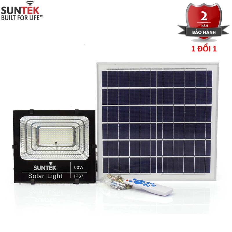 Đèn Pha Năng Lượng Mặt Trời SUNTEK LED Solar Light 60W - Hàng Chính Hãng - Bảo hành 2 năm 1 đổi 1