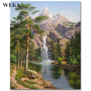 Bộ Tranh Sơn Dầu 40x50cm Tự Làm Họa Tiết Thác Nước Sang Trọng Dùng Để Trang Trí Nhà Tiện Dụng + Phụ Kiện