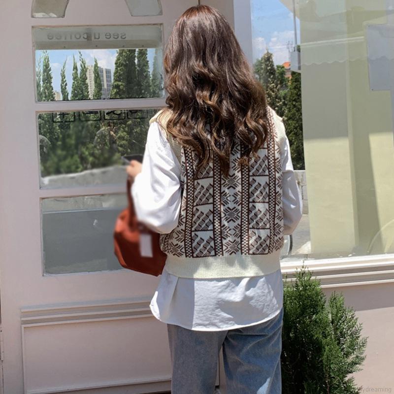 Áo len không tay cổ chữ V dáng rộng | BigBuy360 - bigbuy360.vn