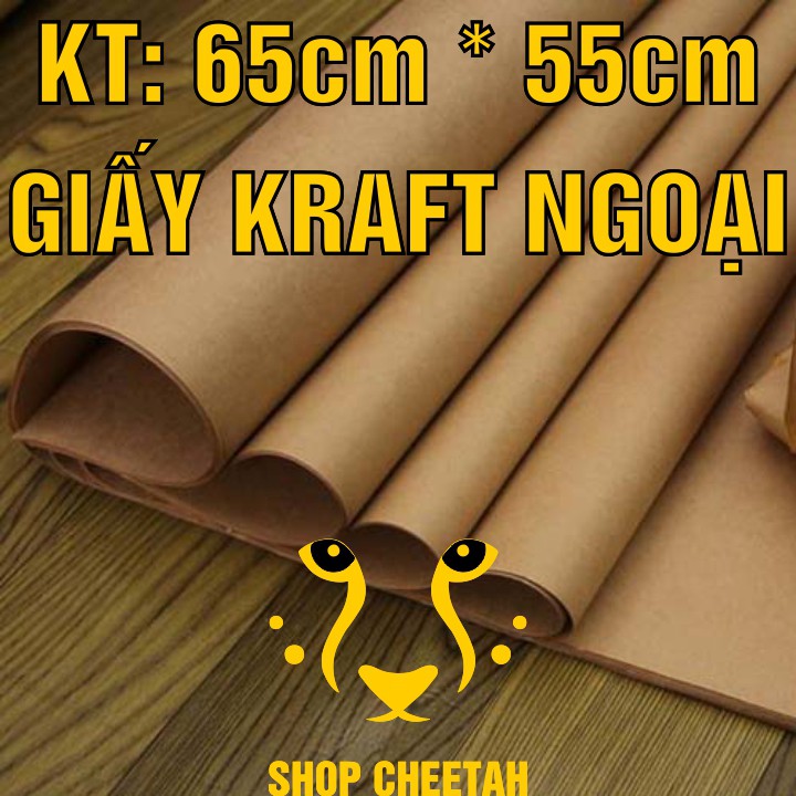 500 tờ Giấy Kraft màu da bò KT: 65cm x 55cm – Giấy ngoại – Chống thấm nước – Dai chắc – Dùng đóng bọc sản phẩm hàng hóa