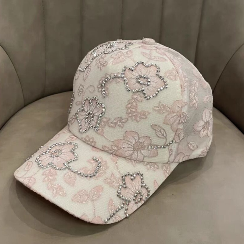 Nón Lưỡi Trai Phối Ren Hoa Đính Đá Thoáng Khí Thời Trang Xuân Hè Dành Cho Nữ