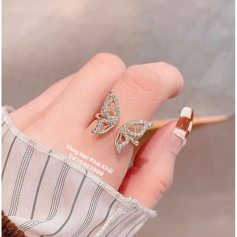 Nhẫn bươm bướm bạc ta mạ vàng 24kara - Nhẫn nữ bạc ta mạ vàng 24kara - Vàng bạc Khải Khải