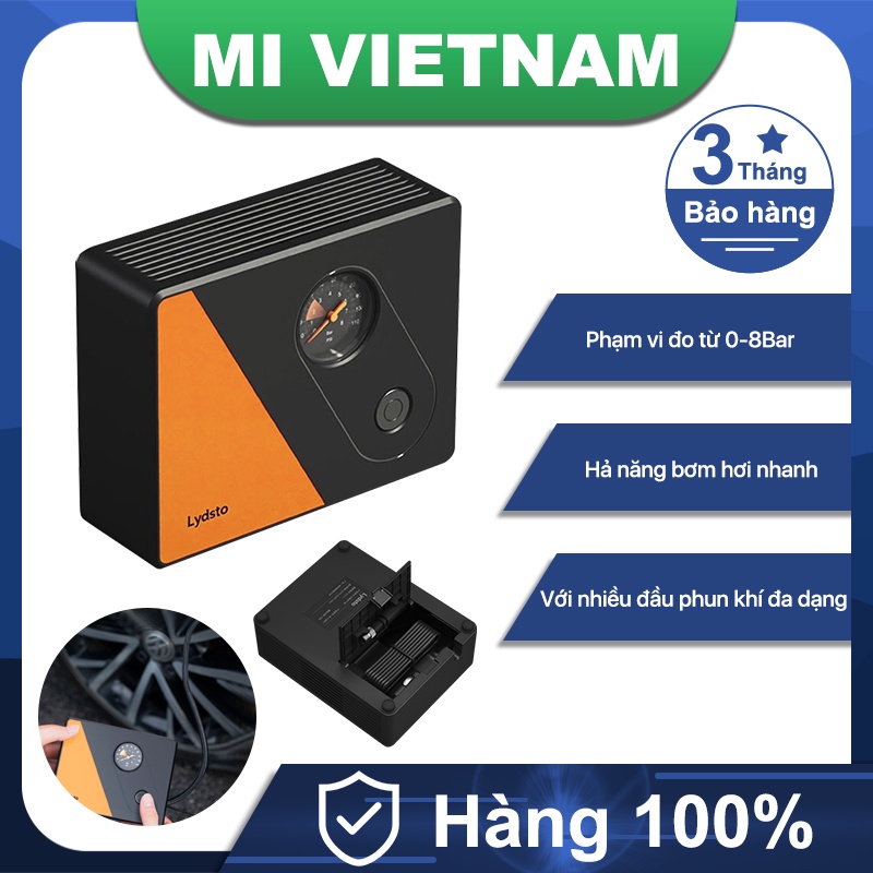 Máy bơm lốp xe ô tô Xiaomi Lydsto YM-CQB01 12V Phạm vi đo từ 0-8 Bar 110PSI Kèm với nhiều đầu phun khí đa dạng