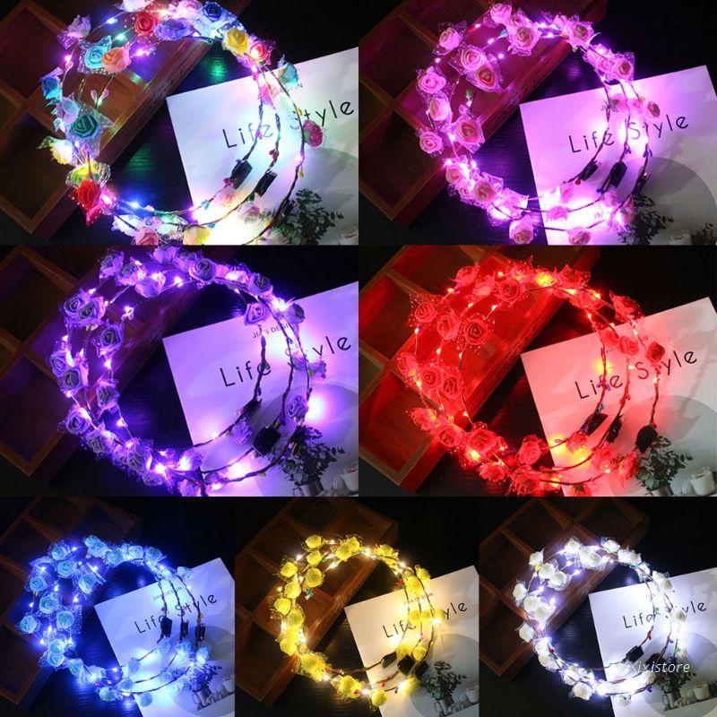 Vòng hoa đội đầu có đèn led phát sáng đẹp mắt dành cho nữ