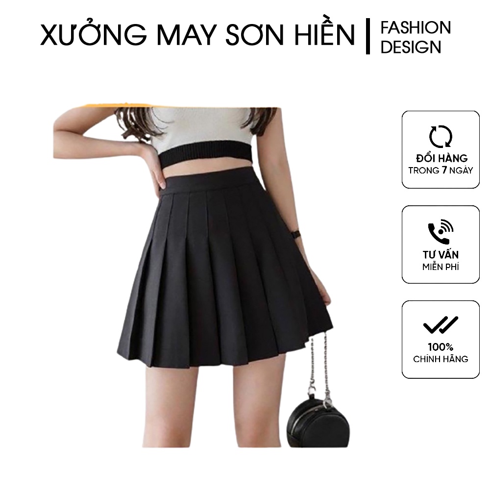 Chân váy tennis cạp cao chân váy xếp ly dáng xòe có lót trong Xưởng may Sơn Hiền MS514