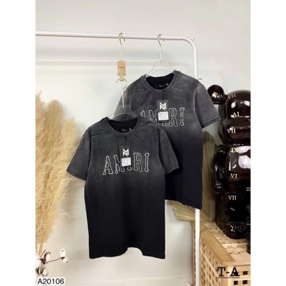 [Sẵn Hàng] Áo Phông Nam Ami Chất Cotton Loang Chữ Thêu Cao Cấp - Áo Phông Cổ Tròn Cao Cấp