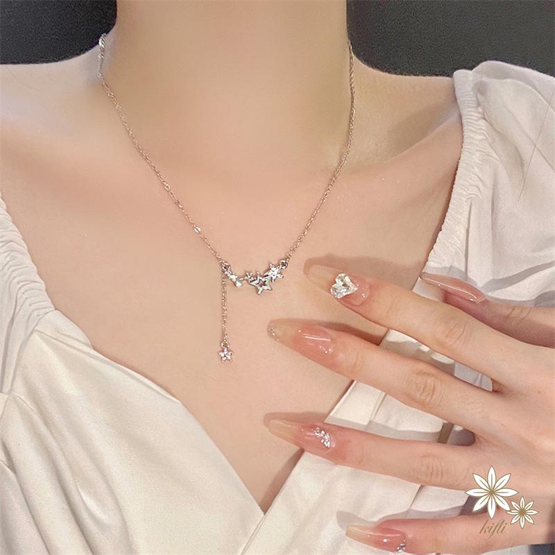 【kifli】Vòng cổ Mặt Ngôi Sao Đính Đá Zircon Sang Trọng Phong Cách Hàn Quốc Dành Cho Nữ