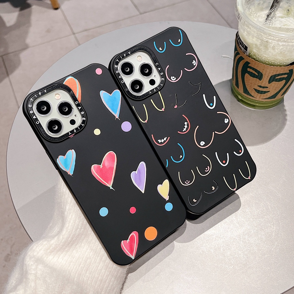 Ốp Điện Thoại Họa Tiết Trái Tim Nhiều Màu Xinh Xắn Cho iPhone13Pro iP12Pro XS iPhone11 12Promax 13Promax 11 12 13 7P