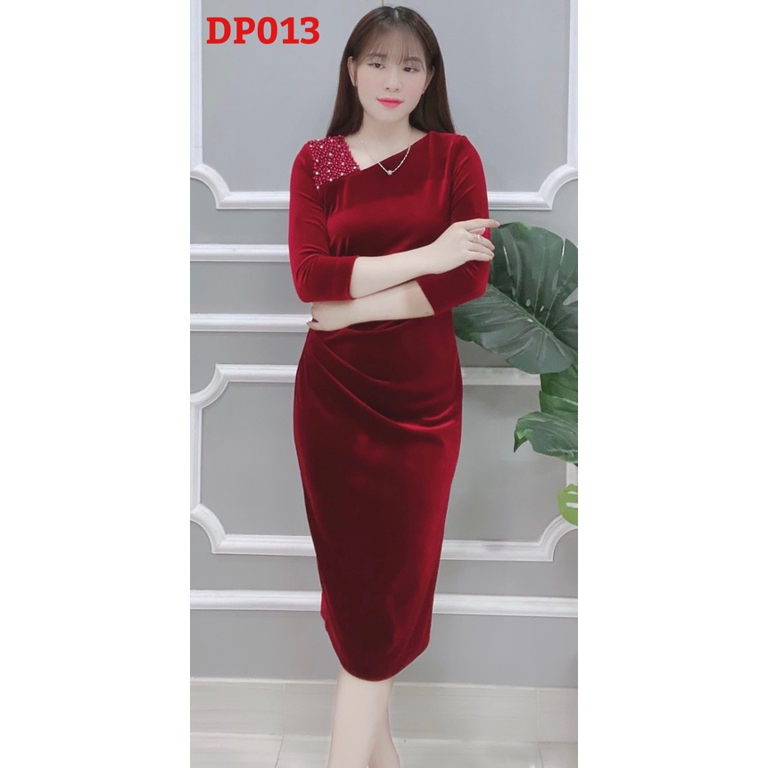 Đầm Nhung Thiết Kế Cao Cấp Siêu Hot 2022 - Váy Đầm Trung Niên - DP013