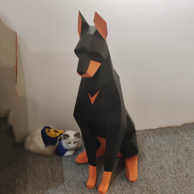 Mô Hình Chó Doberman 3d Handmade 100CM Màu Đen Trang Trí Phòng Trẻ Em