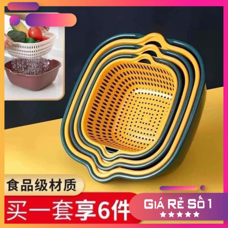 Set 3 rổ nhựa vuông, tặng kèm 3 chậu nhựa