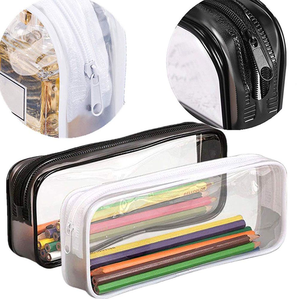 Túi đựng bút bằng pvc có khóa kéo nhiều màu sắc dễ thương cho học sinh