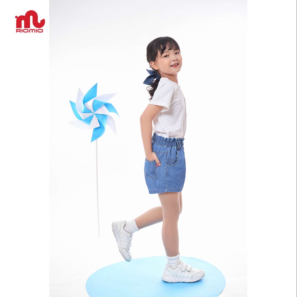 Quần jean short cho bé gái 3-11 tuổi (15-40kg) RIOMIO sooc bò 100% cotton sợi coolmax thoáng mát - RO210